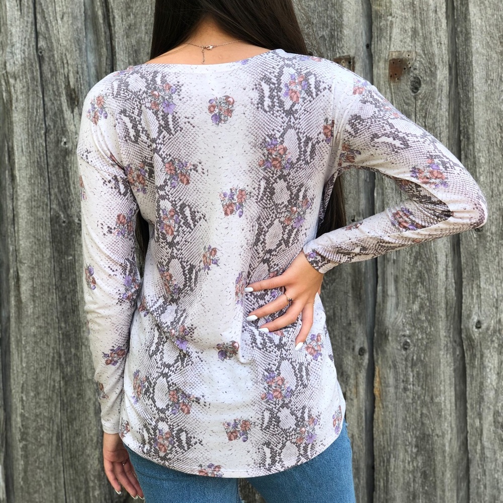 Long Sleeve Purple Snake Skin Top